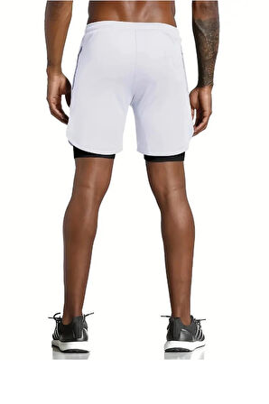 Sporcu Şortu, Alt Siyah Tayt Görünümlü Çok Cepli Taytlı Spor Şortu