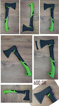 Börte Store Siyah Çelik Ağızlı Kauçuk Saplı Büyük balta 1000 gr + 600 gr Mini Siyah Çelik Ağızlı Kauçuk Saplı Balta 2'li Set