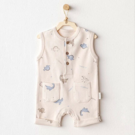 Andywawa Ac25913 Romper Dino Bebek Tulum Beige
