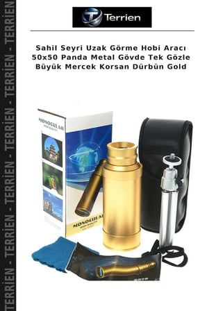 Sahil Seyri Uzak Görme Hobi Aracı 50x50 Panda Metal Gövde Tek Gözle Büyük Mercek Korsan Dürbün Gold