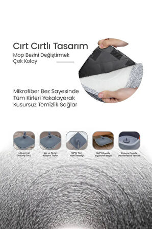Kapris Clean Pro Mop Temizlik Seti Temiz Kirli Suyu Ayırma Özellikli Mop