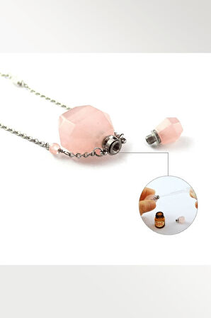 Sertifikalı Parfüm Şişe Tasarımlı Yeşil Florit Taşı Kolye - Gümüş Aparat