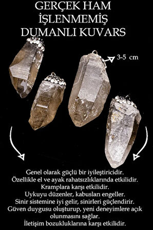 Sertifikalı Ham Işlenmemiş Zirkon Taşlı Dumanlı Kuvars Taşı Kolye