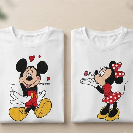 Mickey Minnie Mouse Baskılı Sevgili Kombin Seti & Hediyelik Çanta & Tişört