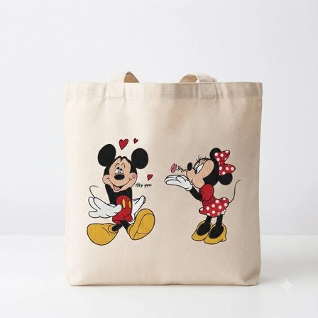 Mickey Minnie Mouse Baskılı Sevgili Kombin Seti & Hediyelik Çanta & Tişört