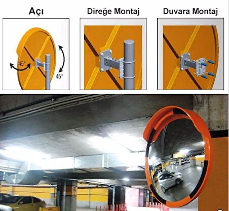 Evelux Trafik Güvenlik Aynası 80 Cm Beyaz Kırmızı