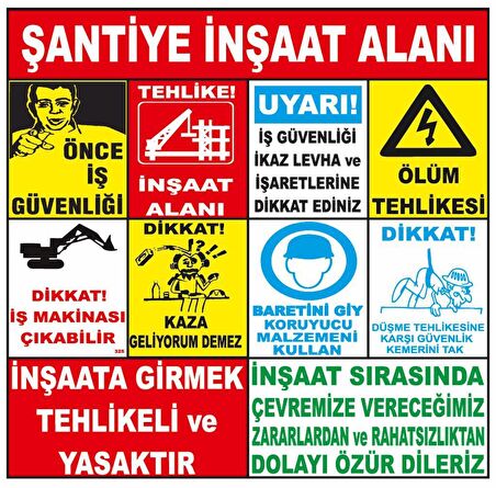 Şantiye İnşaat Alanı İnşaat Uyarı Levhası