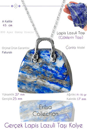 Sertifikalı Çanta Model Lapis Lazuli Taşı Kolye