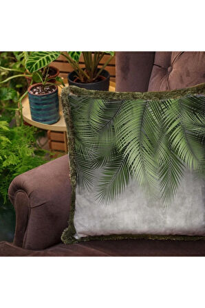 Yeşil Palmiye Yapraklar Yastık (dolgu Boncuk Elyaf, Uluslararası Yıkama Ve Solmama Sertifikası)