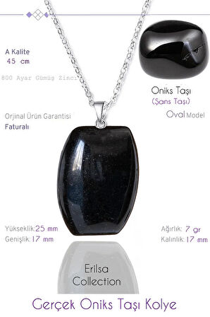 Sertifikalı Oval Model Gerçek Oniks Taşı Kolye