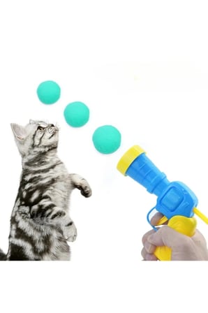 2 Adet Peluş Top Atan İnteraktif Kedi Oyuncağı – Peluş Top Fırlatan Oyuncak, İnteraktif Kedi Oyunu, Cat Toy, Kedi Eğlence