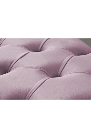 Classic Chester Model Kapitoneli Pembe Puf - Ceviz Ayak