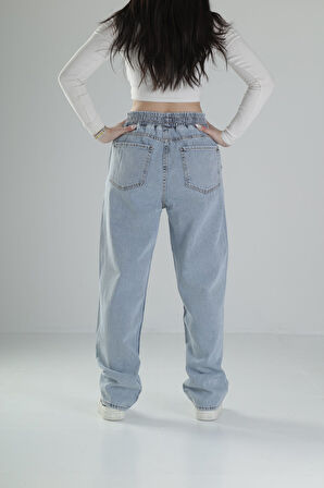 Premium Kalite Buz Mavisi Baggy Pantolon