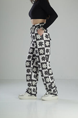 Çiçek Desenli Baggy Pantolon