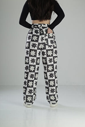 Çiçek Desenli Baggy Pantolon