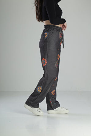 Etnik Desenli Baggy Pantolon