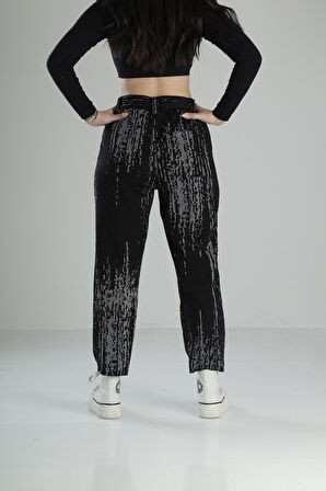 Matrix Desenli Kemerli Baggy Pantolon