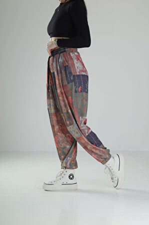 Bürümcük Kumaş Yama Desenli Jogger Pantolon