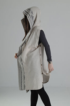 Etnik Desenli Şeritli Kimono