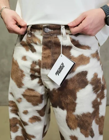 Ultra Premium Cow Printed Baggy Kot Pantolon
