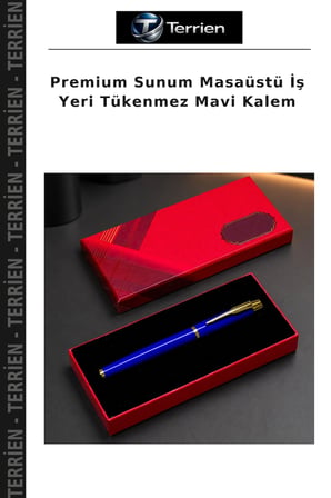 Premium Sunum Masaüstü İş Yeri Tükenmez Mavi Kalem