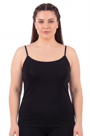 Delux Serisi Kadın Büyük Beden İp Askılı Atlet Pamuklu Likralı 3'lü Esnek Yapı Paket Yumuşak