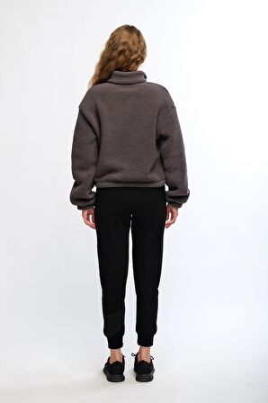 Antrasit Kadın Peluş Sweatshirt - Rope