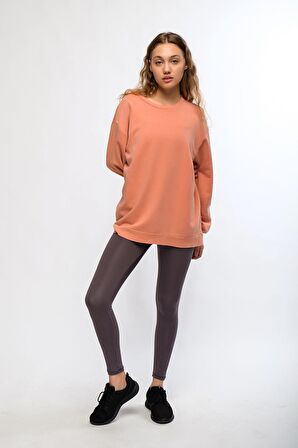 Turuncu Kadın Mineral Boyalı Organik Pamuklu Oversize Sweatshirt - Paula