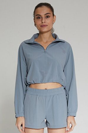 Mavi Kadın Dik Yaka Crop Sweatshirt - Regla