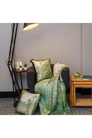 Orman Manzaralı Kadife Yastık/kırlent -dolgu Boncuk Elyaf Uluslararası Yıkama Ve Solmama Sertifikası