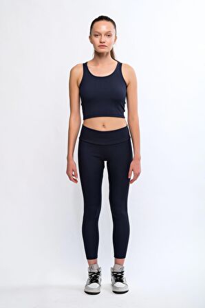 Lacivert Kadın Fitilli Push Up Tayt - Maren