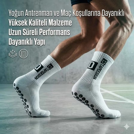 S'82 Spor Çorap Beyaz 39-42 Beden Kaydırmaz Tabanlı Dikişsiz