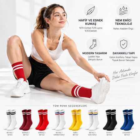 Unisex Renkli Çorap Çizgili 8'li Set Uzun Soket Günlük Spor Kolej Stil Rahat Şık Kadın Erkek Çorabı