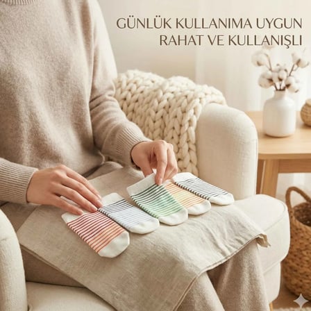 S'82 Kız Çocuk Çorap Çok Renkli Patik Çorap 5'li Set Yumuşak Esnek Günlük Kullanım İçin 0-6 Ay