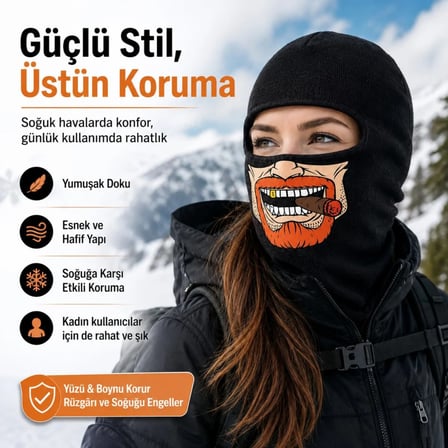 Unisex Sakallı Puro Baskılı Balaklava 1 Adet Tek Beden Viskoz Kask İçi Outdoor Maske
