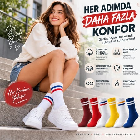 Unisex Renkli Çorap Çizgili 6'lı Set Uzun Soket Günlük Spor Kolej Stil Rahat Şık Kadın Erkek Çorabı