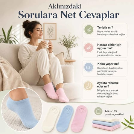 Kadın Bambu Dikişsiz Patik Çorap 3’lü Paket – Yumuşak, Nefes Alan, Nem Emici Kısa Konç Günlük Çorap – Krem, Mavi, Pembe