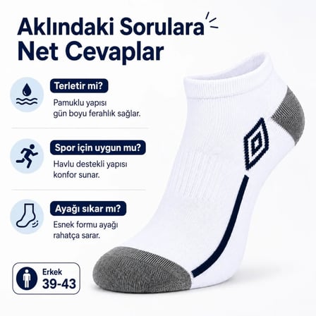 S'82 Erkek Çorap Beyaz 39-44 Pamuklu 6'lı Paket