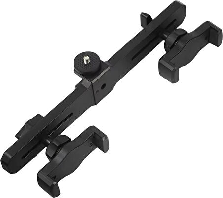 Microcase 2in1 Çift Başlıklı Ayarlanabilir 2 Telefon Tutucu + 2.1 MT Tripod - SİYAH AL5061