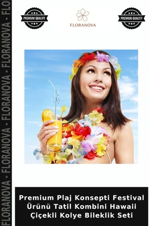 Premium Plaj Konsepti Festival Ürünü Tatil Kombini Hawaii Çiçekli Kolye Bileklik Seti