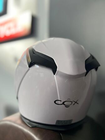 COX SR-F KASK ÇENELİ VİZÖRLÜ [CE] BELGE BEYAZ -XL-