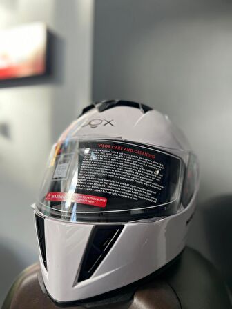 COX SR-F KASK ÇENELİ VİZÖRLÜ [CE] BELGE BEYAZ -XL-