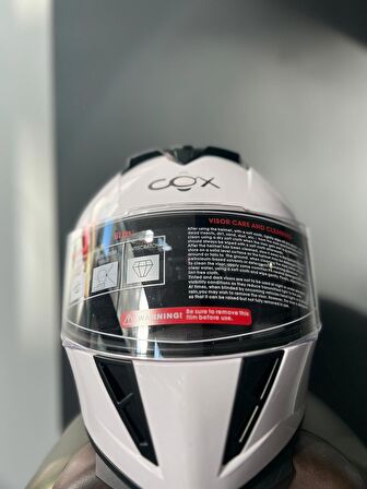 COX SR-F KASK ÇENELİ VİZÖRLÜ [CE] BELGE BEYAZ -XL-