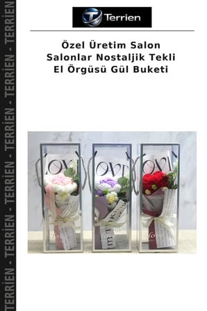Özel Üretim Salon Salonlar Nostaljik Tekli El Örgüsü Gül Buketi