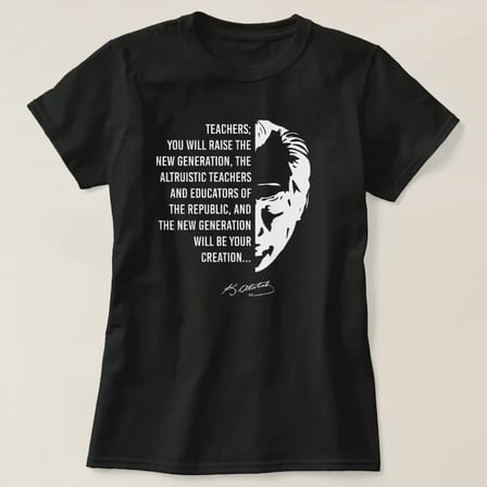 24 Kasım Öğretmenler Günü Temalı Baskılı Bisiklet Yaka T-shirt - Siyah -MİRAYLİFE