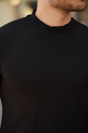 Erkek Ince çizgi Dokulu Kısa Kollu T-shirt -MİRAYLİFE