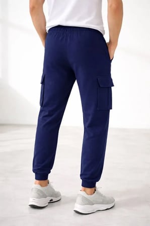 Erkek Jogger Eşofman Altı Regular Fit , Kargo Cepli, Lastikli Paça, Günlük Spor Pantolon - Lacivert -MİRAYLİFE