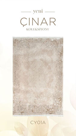 Atlas Halı Çınar CY01A Vizon Krem Akrilik Silinebilir Leke Tutmaz Yumuşak Dokulu Halı