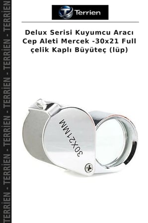 Delux Serisi Kuyumcu Aracı Cep Aleti Mercek -30x21 Full çelik Kaplı Büyüteç (lüp)
