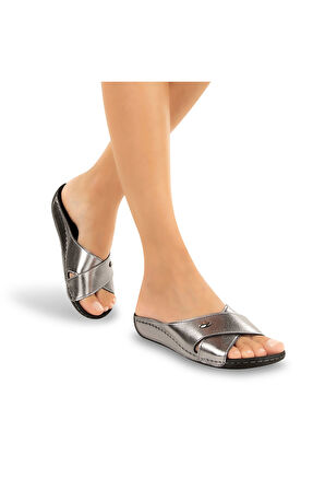 MUYA CYRUS ANATOMİK TABAN JEL DESTEKLİ TOPUK DİKENİ DÖRT MEVSİM KADIN TERLİK KURŞUN